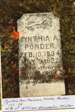 Cynthia Ann Mainous Minter Ponder's headstone