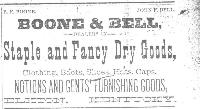 Boone and Bell, Staple and Fancy Dry Goods
