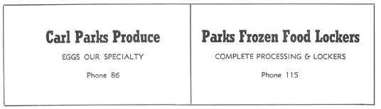 Carl Parks Produce and Parks Frozen Foot Lockers ads