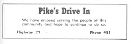 Pike's Drive In ad