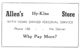 Allen's  Hy-Klas Store ad