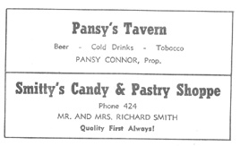 Pansy's Tavern - Smitty's Candy and Pastry Shoppe ads