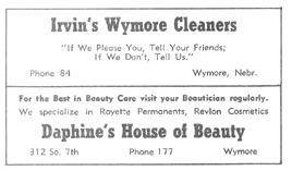Irvin's Wymore Cleaners  Daphine's House of Beauty ads