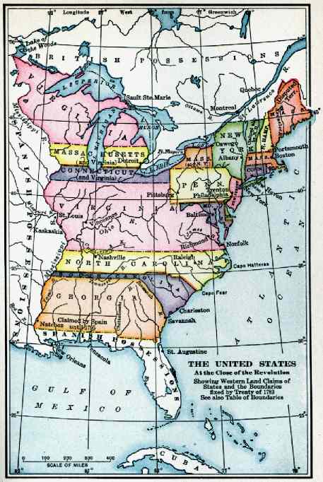 Map: U. S. A. in 1783