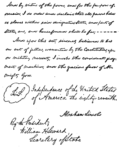 Emancipation Proclamation (part)