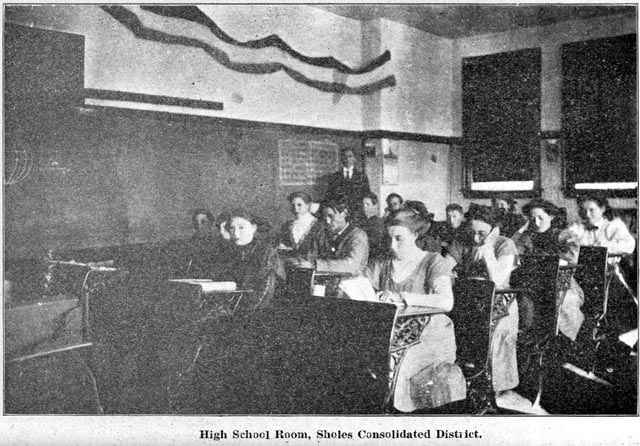 High School Room, Sholes COnsolidated District.