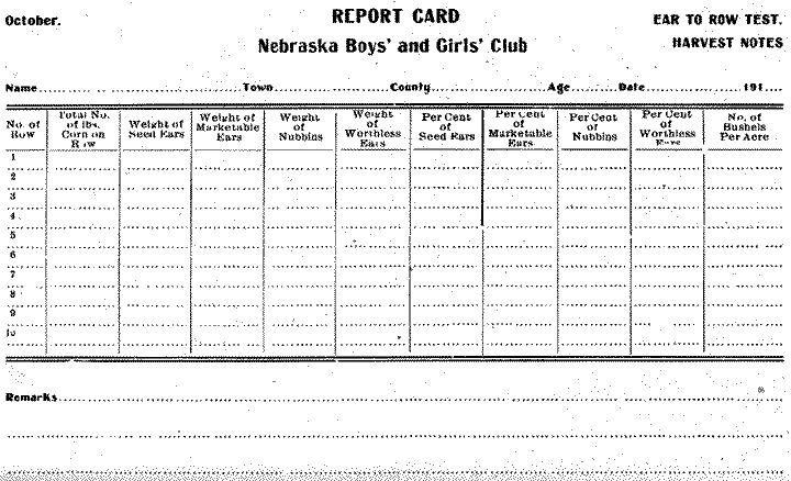 Report Card Ear to Row Test