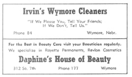 Irvin's Wymore Cleaners � Daphine's House of Beauty ads