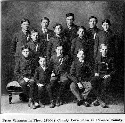 Prize Winners in First (1906) County Corn Show in Pawnee County