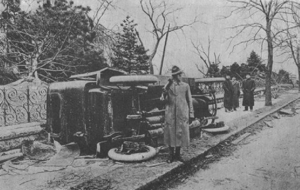 Soldier guarding auto.
