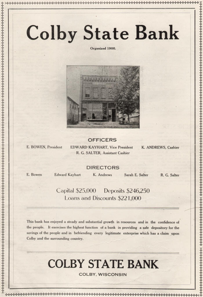 Colby, Clark County, Heart of Wisconsin, 1915 History by Granton News